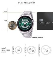 Maserati Traguardo Chronograph Green Dial Silver Steel Strap Watch For Men - R8873612060