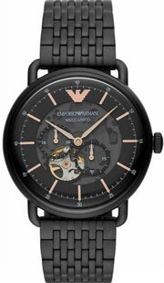 Emporio Armani Meccanico Automatic Black Dial Black Mesh Bracelet Watch For Men - AR60025