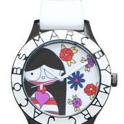 Marc Jacobs Miss Marc Flower White Dial White Silicone Strap Watch for Women - MBM5513