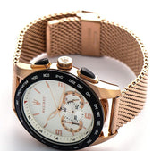 Maserati Traguardo 45mm Chronograph Rose Gold Mesh Strap White Dial Watch For Men - R8873612011