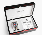 Maurice Lacroix Aikon Chronograph Special Edition Mahindra Racing Silver Dial Grey Rubber Strap Watch for Men - AI1018-TT031-130-2