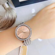 Michael Kors Darci Orange Dial Silver Stainless Steel Strap Watch for Women - MK3218