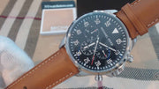 Michael Kors Gage Chronograph Blue Dial Brown Leather Strap Watch For Men - MK8362