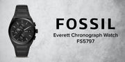 Fossil Everett Chronograph Black Dial Black Steel Strap Watch for Men - FS5797