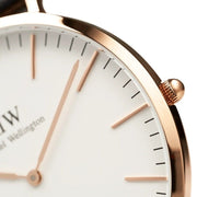 Daniel Wellington Classic Sheffield White Dial Black Leather Strap Watch for Women - DW00100036