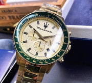 Maserati SFIDA Quartz Yellow Dial Gold Strap Watch For Men - R8873640005