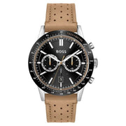 Hugo Boss Allure Chronograph Black Dial Brown Leather Strap Watch for Men - 1513964
