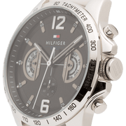 Tommy Hilfiger Multifunction Black Dial White Rubber Strap Watch for Men - 1791475