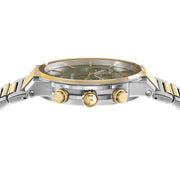 Salvatore Ferragamo Sapphire Chrono Green Dial Two Tone Steel Strap Watch for Men - SFME01223
