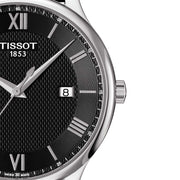 Tissot T Classic Tradition Quartz Black Dial Black Leather Strap Watch For Men - T063.610.16.058.00
