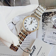 Tissot T Classic Carson Quartz White Dial Two Tone Steel Strap Watch for Men - T085.410.22.013.00