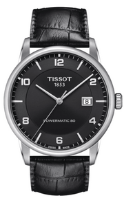 Tissot Luxury Powermatic 80 Black Dial Black Leather Strap Watch For Men - T086.407.16.057.00