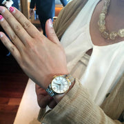 Tissot Chemin Des Tourelles Powermatic 80 Lady Mother of Pearl White Dial Two Tone Steel Strap Watch For Women - T099.207.22.118.00