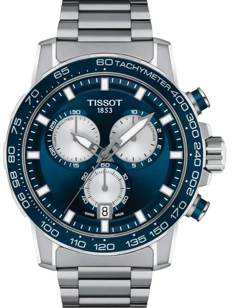 Tissot Supersport Chrono Blue Dial Silver Steel Strap Watch For Men - T125.617.11.041.00