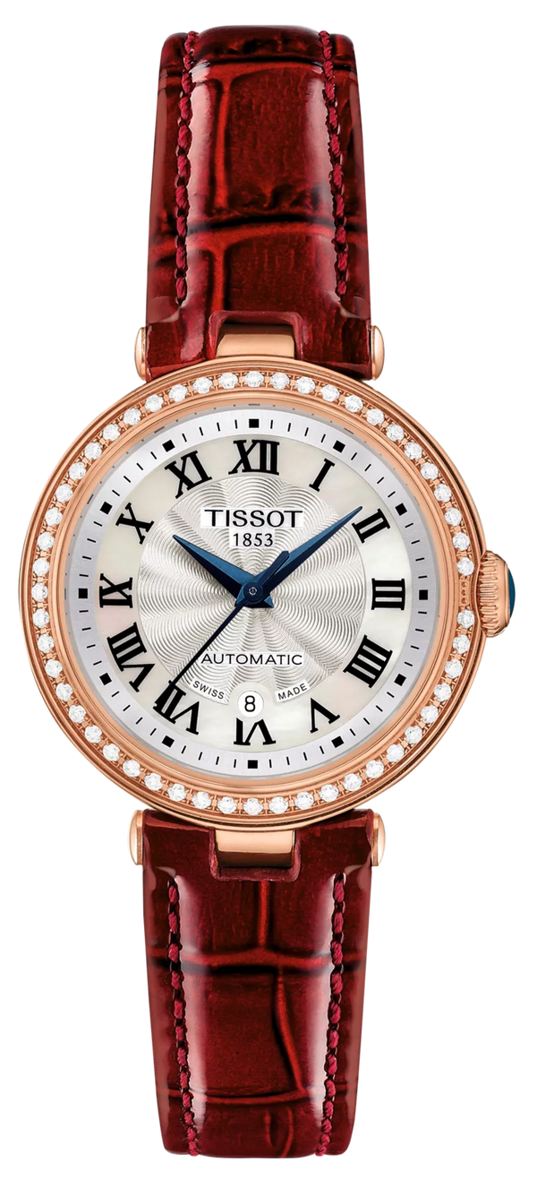 Tissot Bellissima Small Lady Diamonds Silver Dial Brown Leather Strap Watch For Women - T126.207.66.113.00