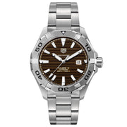 Tag Heuer Aquaracer Calibre 5 Automatic Sunray Brown Dial Silver Steel Strap Watch for Men - WAY2018.BA0927