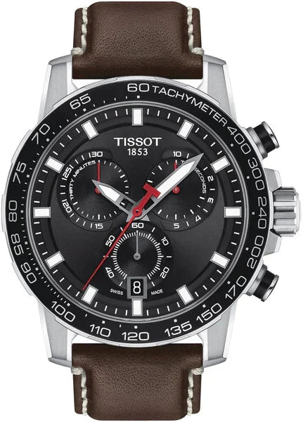 Tissot Supersport Chrono Black Dial Brown Leather Strap Watch for Men - T125.617.16.051.01