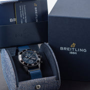 Breitling Superocean Heritage Chronograph 44 Outerknown Blue Dial Blue NATO Strap Watch for Men - M133132A1C1W1