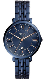 Fossil Jacqueline Blue Dial Blue Steel Strap Watch for Women - ES4094