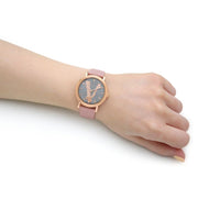 Versace Virtus Quartz Grey Dial Pink Leather Strap Watch for Women - VEHC00319