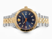 Versace Hellenyium Quartz Blue Dial Two Tone Steel Strap Watch For Men - VEVK00520