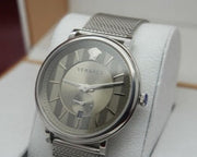 Versace V-Circle Silver Dial Silver Mesh Bracelet Watch for Men - VBQ060017