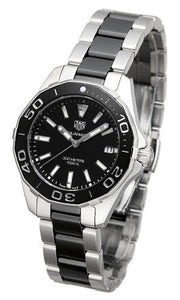 Tag Heuer Aquaracer Quartz Black Dial Two Tone Steel Strap Watch for Men - WAY131A.BA0913