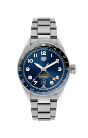 Tag Heuer Autavia Cosc GMT Automatic Blue Dial Silver Steel Strap Watch for Men - WBE511A.BA0650