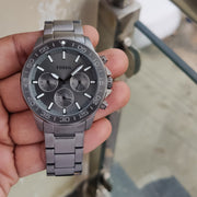 Fossil Bannon Multifunction Chronograph Grey Dial Grey Steel Strap Watch for Men - BQ2491
