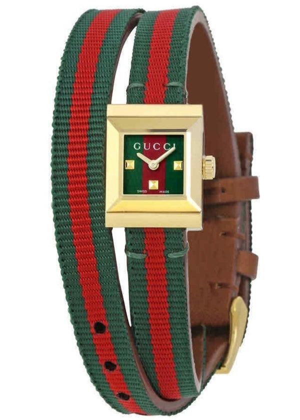Gucci G-Frame Multicolored Dial Two Tone Nylon Strap Watch For Women - YA128527