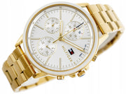 Tommy Hilfiger Carly White Dial Gold Steel Strap Watch for Women - 1781786