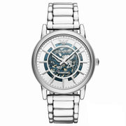 Emporio Armani Meccanico Automatic Silver Dial Silver Steel Strap Watch for Men - AR60006