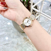 Versace V Flare Diamonds Silver Dial Gold Steel Strap Watch for Women - VEBN00918