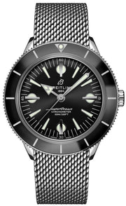 Breitling Superocean Heritage '57 Black Dial Silver Mesh Bracelet Watch for Men - A10370121B1A1