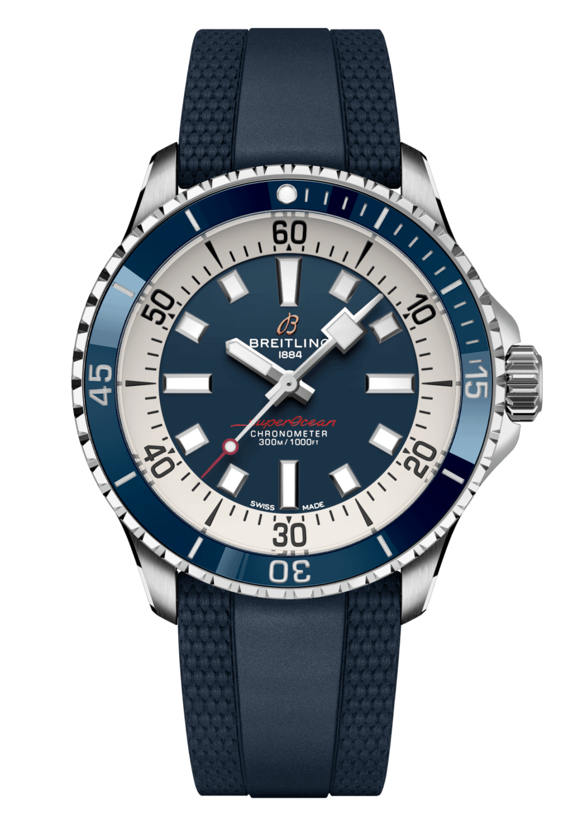 Breitling Superocean Automatic 42mm Blue Dial Blue Rubber Strap Watch for Men - A17375E71C1S1