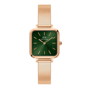 Daniel Wellington Quadro Studio Green Dial Rose Gold Mesh Strap Watch For Women - DW00100520