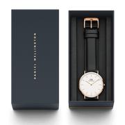 Daniel Wellington Classic Sheffield White Dial Black Leather Strap Watch for Women - DW00100036