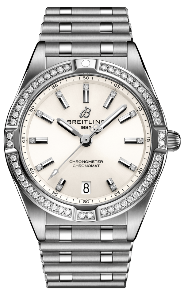 Breitling Chronomat 32 Diamonds White Dial Silver Steel Strap Watch for Women - A77310591A1A1
