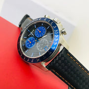 Tissot V8 Alpine Carbon Chronograph Black Dial Black Leather Strap Watch For Men - T106.417.16.201.00
