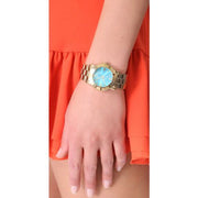 Marc Jacobs Amy Blue Dial Gold Steel Strap Watch for Women - MBM3220