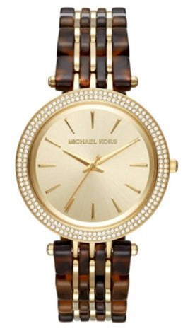 Michael Kors Darci Gold Dial Brown Two Tone Steel Strap Watch for Women - MK4326