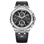 Maurice Lacroix Aikon Chronograph Black Dial Black Leather Strap Watch for Men - AI1018-SS001-330-1