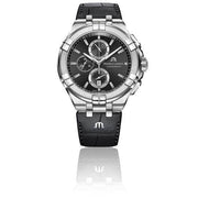 Maurice Lacroix Aikon Chronograph Black Dial Black Leather Strap Watch for Men - AI1018-SS001-330-1
