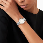 Emporio Armani Gianni T-Bar Quartz Silver Dial Silver Steel Strap Watch For Women - AR11445