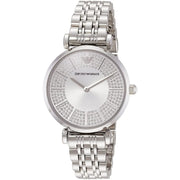 Emporio Armani Gianni T-Bar Quartz Silver Dial Silver Steel Strap Watch For Women - AR11445