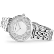 Emporio Armani Gianni T-Bar Quartz Silver Dial Silver Steel Strap Watch For Women - AR11445