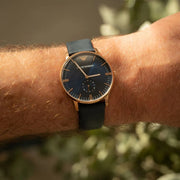 Emporio Armani Classic Quartz Blue Dial Blue Leather Strap Watch For Men  - AR2071