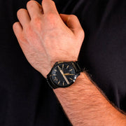Armani Exchange Hampton Chronograph Black Dial Black Steel Strap Watch For Men - AX2413
