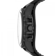 Fossil Nate Chronograph Black Dial Black Leather Strap Watch for Men - JR1510