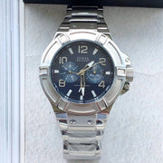 Guess Rigor Quartz Black Dial Silver Steel Strap Watch For Men - W0218G2